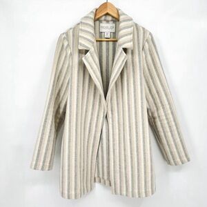 Rachel Zoe Women's Tan, Gray and Cream Wool Striped Coat